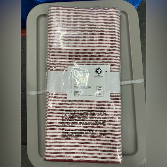 New Crate&Barrel Mercer Merrow-Stitch Red Stripe Runner, Casual Table Runner - Picture 4 of 8